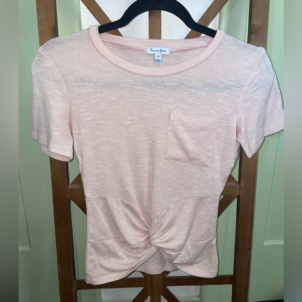 love, Fire Light Pink Knot Front Tee